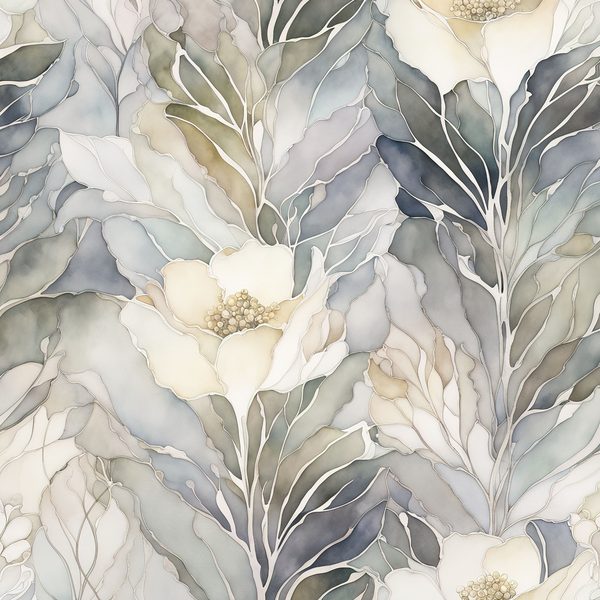 Watercolor Abstract Floral Digital Paper Set: Soft Grey & Cream (JPGs) — image 4