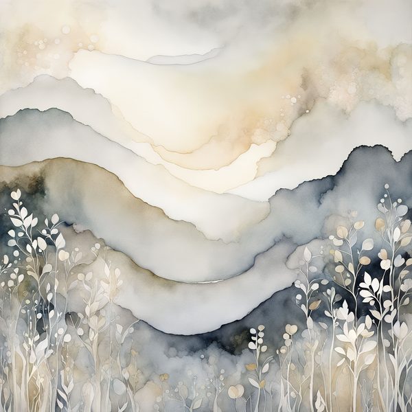Watercolor Abstract Floral Digital Paper Set: Soft Grey & Cream (JPGs) — image 8