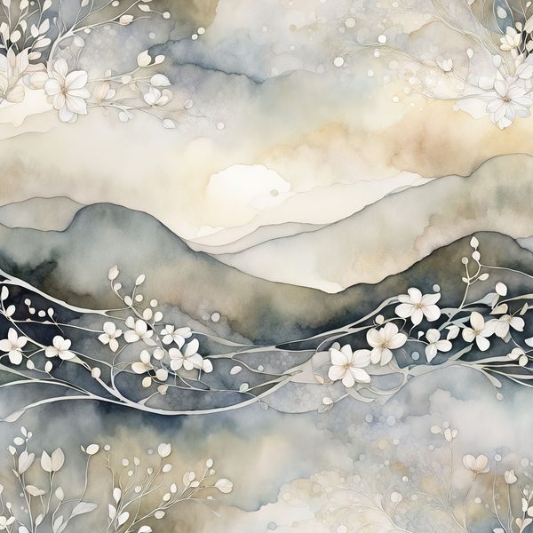 Watercolor Abstract Floral Digital Paper Set: Soft Grey & Cream (JPGs) — image 9