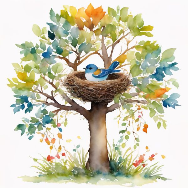 Watercolor Bird Nest Clipart: Whimsical Garden Art (JPG & PNG) — image 2