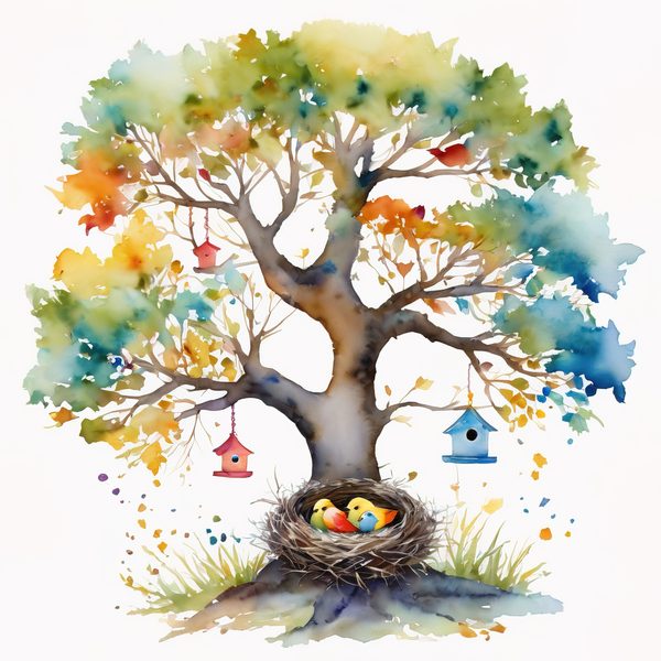 Watercolor Bird Nest Clipart: Whimsical Garden Art (JPG & PNG) — image 3