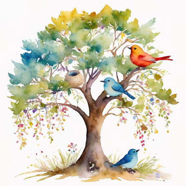 Watercolor Bird Nest Clipart: Whimsical Garden Art (JPG & PNG) — image 5