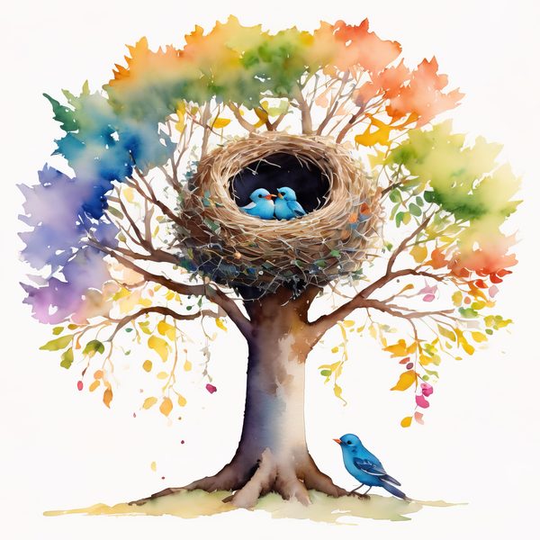 Watercolor Bird Nest Clipart: Whimsical Garden Art (JPG & PNG) — image 7