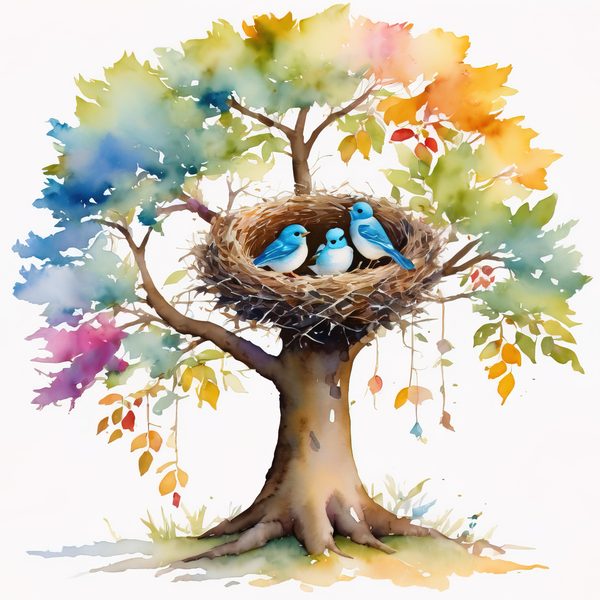 Watercolor Bird Nest Clipart: Whimsical Garden Art (JPG & PNG) — image 8