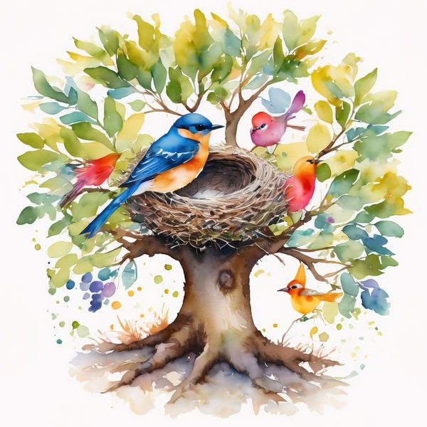 Watercolor Bird Nest Clipart: Whimsical Garden Art (JPG & PNG) — image 12