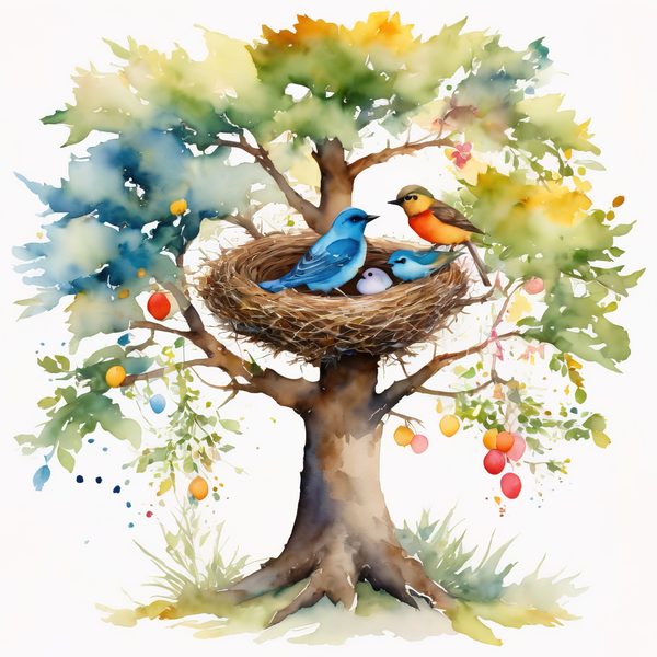 Watercolor Bird Nest Clipart: Whimsical Garden Art (JPG & PNG) — image 13