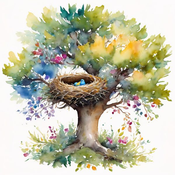 Watercolor Bird Nest Clipart: Whimsical Garden Art (JPG & PNG) — image 14