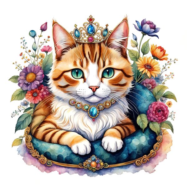 Whimsical Royal Crowned Cat Clipart: Regal Pet Portraits PNGs, Commercial Use — image 4