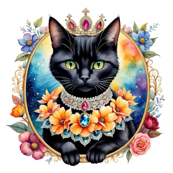 Whimsical Royal Crowned Cat Clipart: Regal Pet Portraits PNGs, Commercial Use — image 6