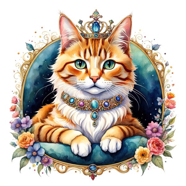 Whimsical Royal Crowned Cat Clipart: Regal Pet Portraits PNGs, Commercial Use — image 8