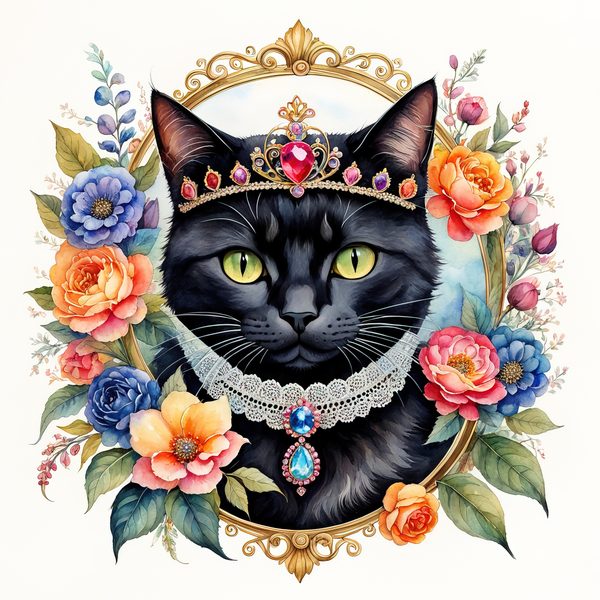 Whimsical Royal Crowned Cat Clipart: Regal Pet Portraits PNGs, Commercial Use — image 9