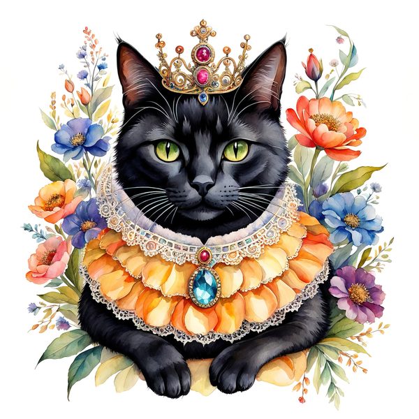 Whimsical Royal Crowned Cat Clipart: Regal Pet Portraits PNGs, Commercial Use — image 10