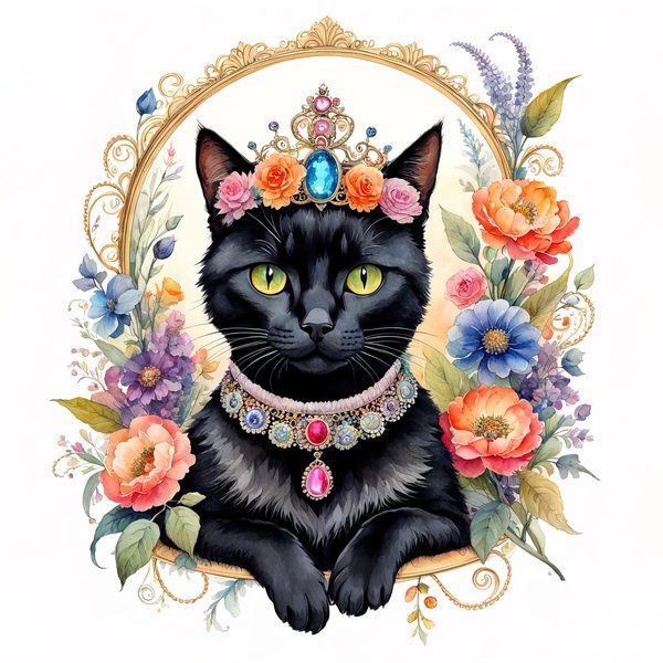 Whimsical Royal Crowned Cat Clipart: Regal Pet Portraits PNGs, Commercial Use — image 11