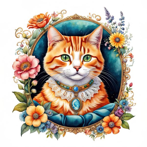 Whimsical Royal Crowned Cat Clipart: Regal Pet Portraits PNGs, Commercial Use — image 12