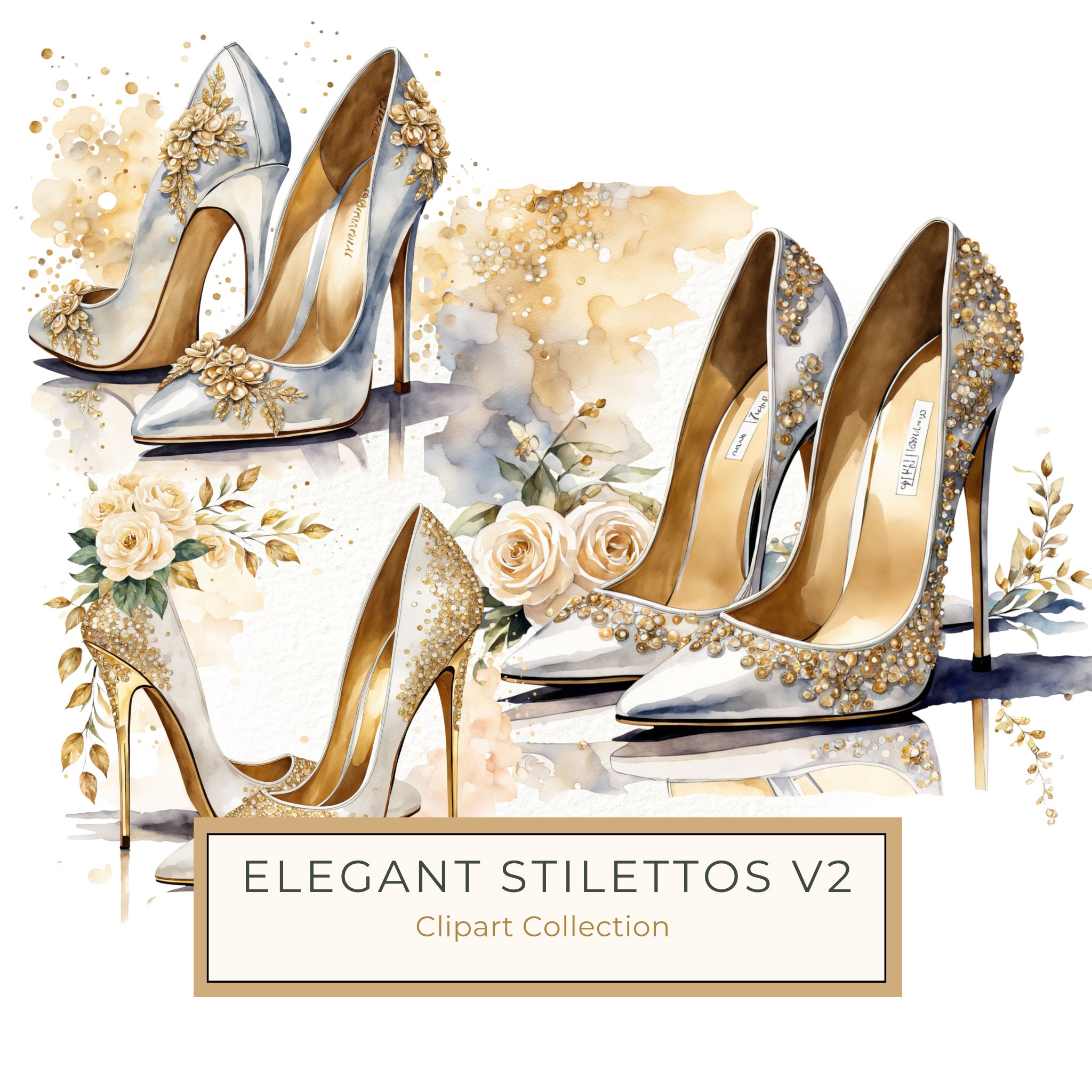 Watercolor High Heel Clipart Set: Blush Pink Graphics, Commercial Use (PNG Download)