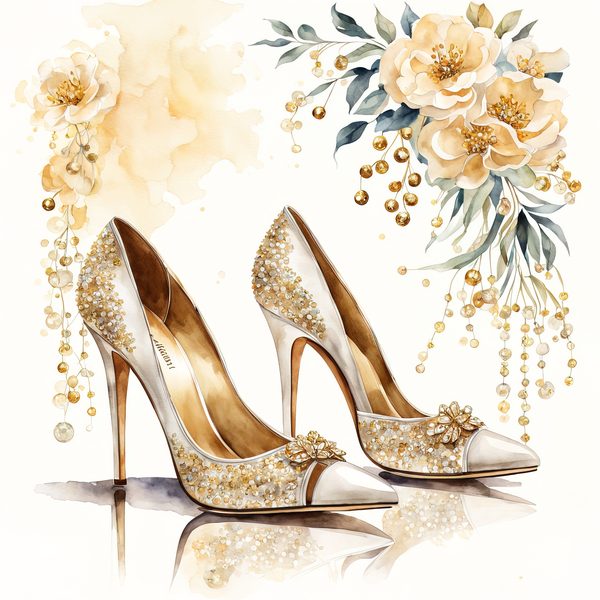 Watercolor High Heel Clipart Set: Blush Pink Graphics, Commercial Use (PNG Download) — image 1