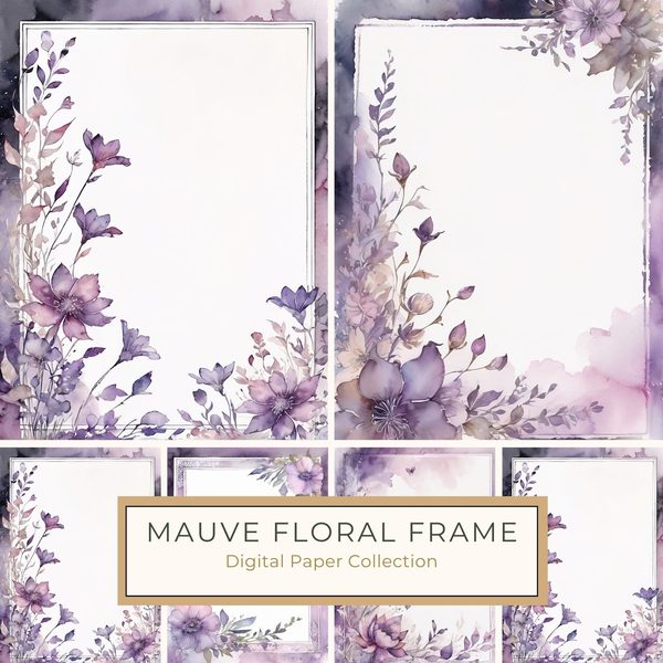 Lavender Garden Journaling Pages - 10 Watercolor Floral Frames for Scrapbooking & Memory Keeping