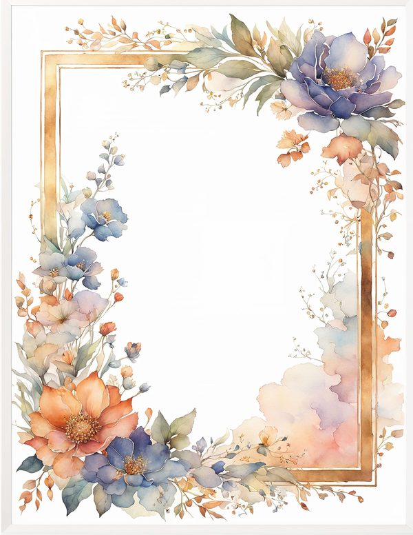 Watercolor Floral Frame Clipart: Coral Pastel Botanical Borders (10 JPGs) (Digital Download) — image 5