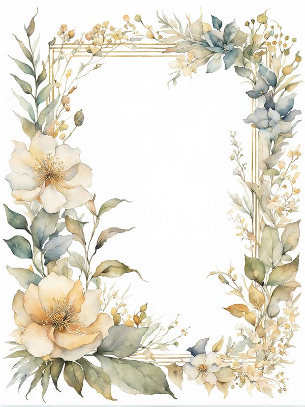 Khaki Floral Frame Digital Paper: Boho Scrapbook Borders (10 JPGs) — image 1