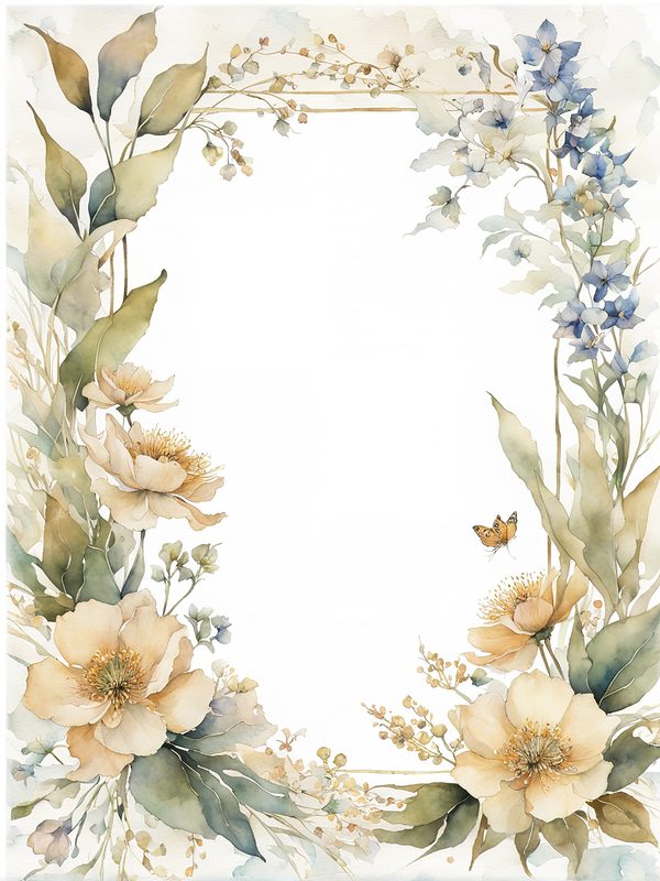 Khaki Floral Frame Digital Paper: Boho Scrapbook Borders (10 JPGs) — image 2