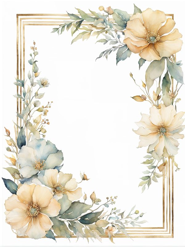 Khaki Floral Frame Digital Paper: Boho Scrapbook Borders (10 JPGs) — image 3