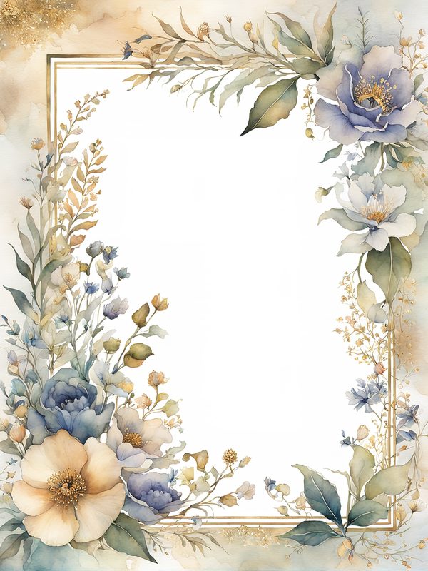 Khaki Floral Frame Digital Paper: Boho Scrapbook Borders (10 JPGs) — image 4