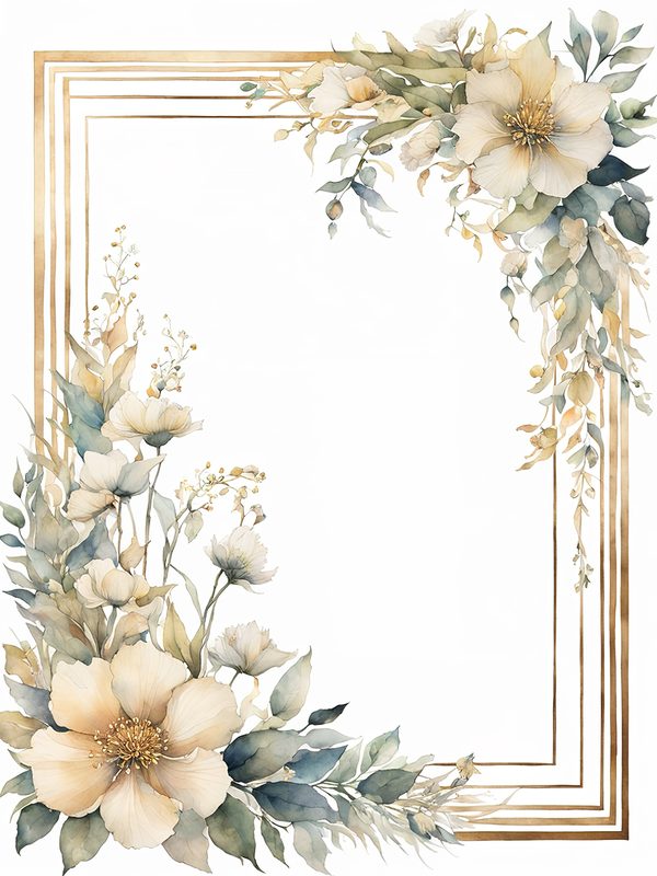 Khaki Floral Frame Digital Paper: Boho Scrapbook Borders (10 JPGs) — image 5