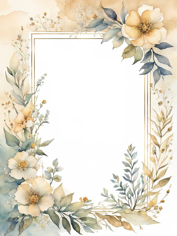 Khaki Floral Frame Digital Paper: Boho Scrapbook Borders (10 JPGs) — image 6