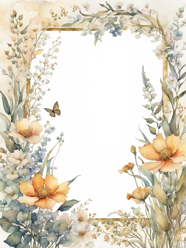 Khaki Floral Frame Digital Paper: Boho Scrapbook Borders (10 JPGs) — image 7
