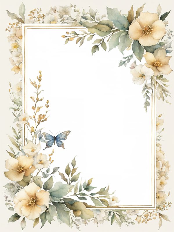 Khaki Floral Frame Digital Paper: Boho Scrapbook Borders (10 JPGs) — image 8