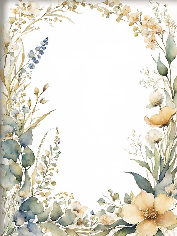 Khaki Floral Frame Digital Paper: Boho Scrapbook Borders (10 JPGs) — image 9