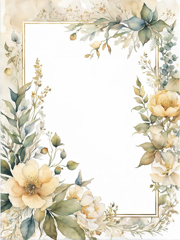 Khaki Floral Frame Digital Paper: Boho Scrapbook Borders (10 JPGs) — image 10