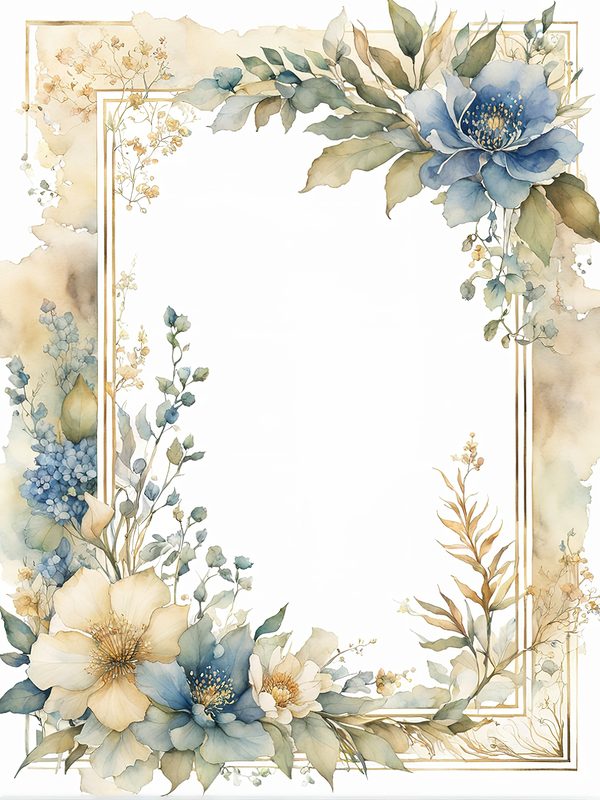 Khaki Floral Frame Digital Paper: Boho Scrapbook Borders (10 JPGs) — image 12