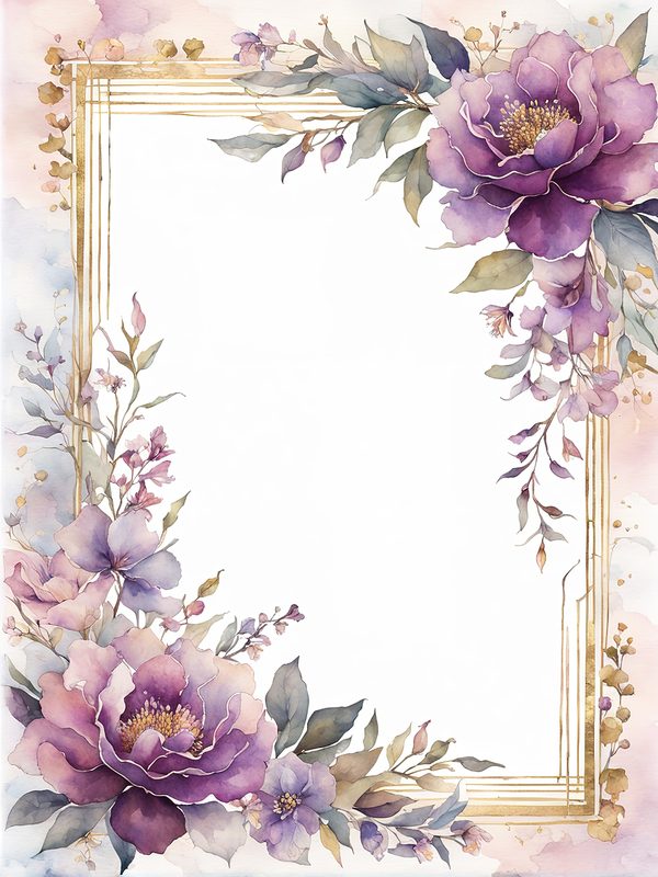 Plum Floral Frame Digital Paper Pack: Watercolor Botanical Borders (10 JPGs) — image 1
