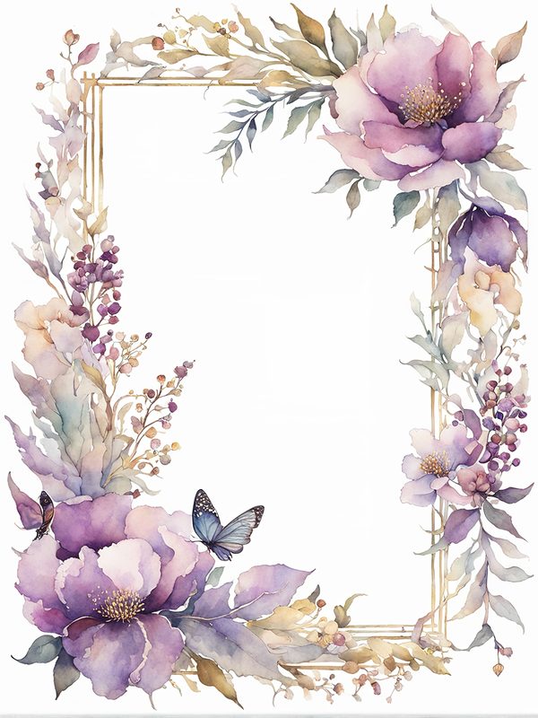 Plum Floral Frame Digital Paper Pack: Watercolor Botanical Borders (10 JPGs) — image 4