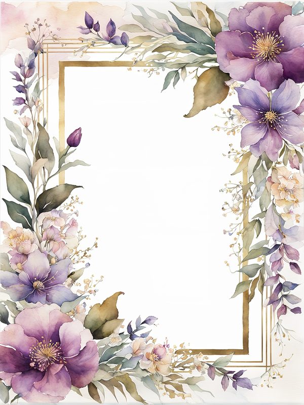 Plum Floral Frame Digital Paper Pack: Watercolor Botanical Borders (10 JPGs) — image 7