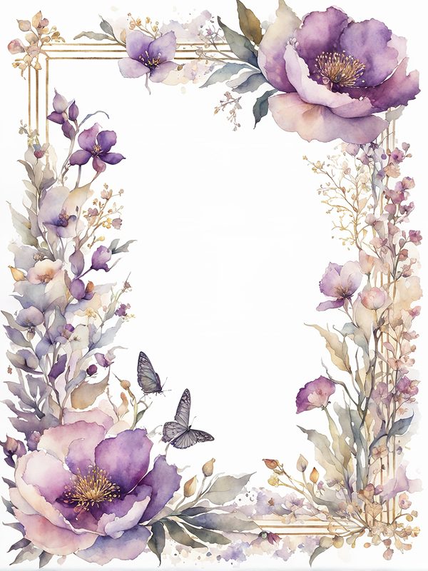 Plum Floral Frame Digital Paper Pack: Watercolor Botanical Borders (10 JPGs) — image 9