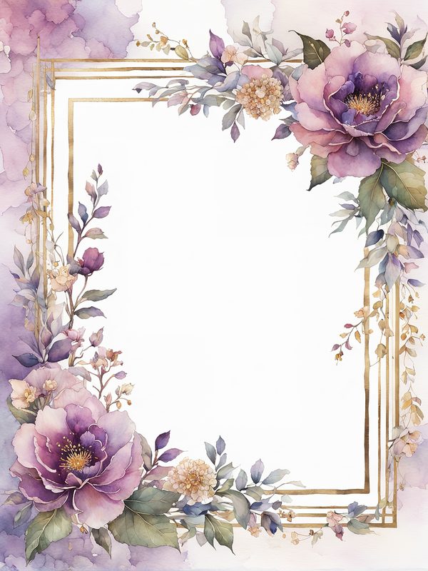 Plum Floral Frame Digital Paper Pack: Watercolor Botanical Borders (10 JPGs) — image 11