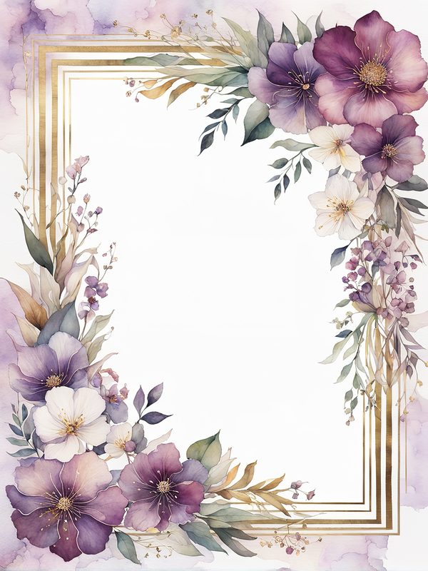 Plum Floral Frame Digital Paper Pack: Watercolor Botanical Borders (10 JPGs) — image 12