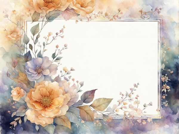 Watercolor Floral Frame Digital Paper: Amber & Silver Borders (Digital Download) — image 4