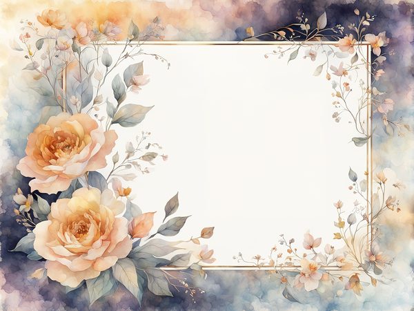 Watercolor Floral Frame Digital Paper: Amber & Silver Borders (Digital Download) — image 5