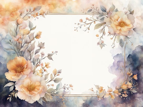 Watercolor Floral Frame Digital Paper: Amber & Silver Borders (Digital Download) — image 6
