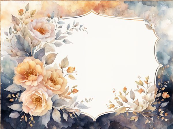 Watercolor Floral Frame Digital Paper: Amber & Silver Borders (Digital Download) — image 7