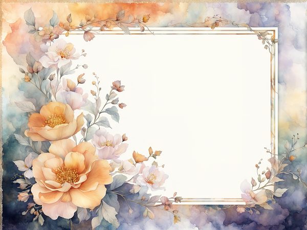 Watercolor Floral Frame Digital Paper: Amber & Silver Borders (Digital Download) — image 8