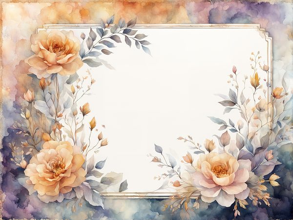 Watercolor Floral Frame Digital Paper: Amber & Silver Borders (Digital Download) — image 9