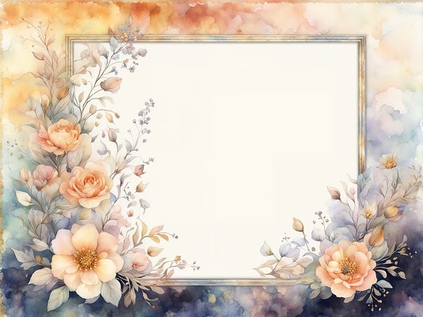 Watercolor Floral Frame Digital Paper: Amber & Silver Borders (Digital Download) — image 10
