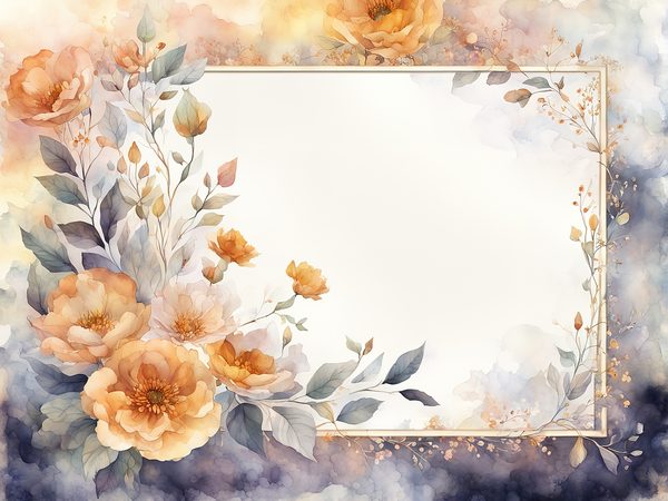 Watercolor Floral Frame Digital Paper: Amber & Silver Borders (Digital Download) — image 11