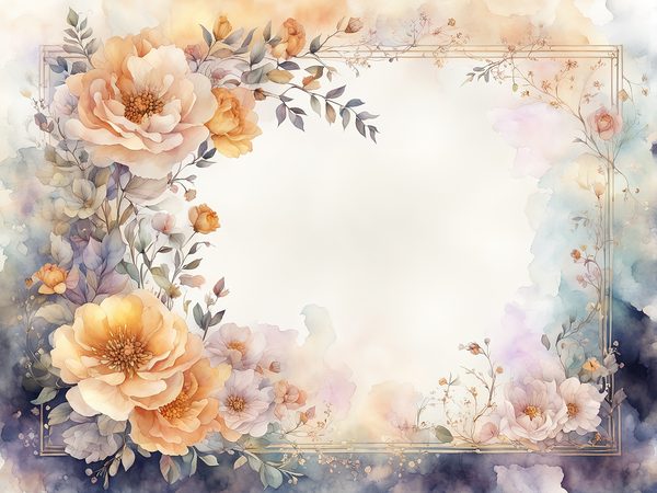 Watercolor Floral Frame Digital Paper: Amber & Silver Borders (Digital Download) — image 12