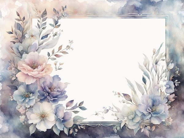 Pastel Floral Frame Digital Paper Pack: Gray Watercolor Design (10 JPGs) — image 1