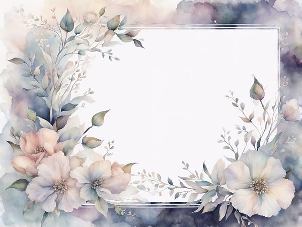 Pastel Floral Frame Digital Paper Pack: Gray Watercolor Design (10 JPGs) — image 2